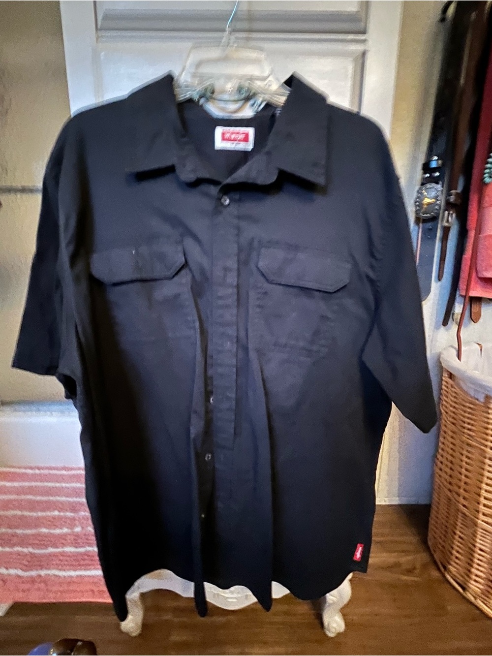 Wrangler Black Short Sleeve Shirt with Logo Tag